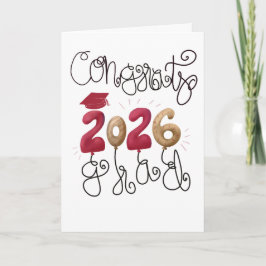 2026 Afstudeerkaart in rood en goud Kaart