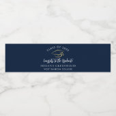2026 Afstudeerscript Navyblauw Aangepast Waterfles Etiket (Enkel label)