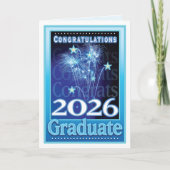 2026 Afstuderen Gefeliciteerd Fireworks Stars Kaart (Voorkant)
