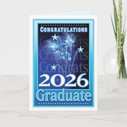 2026 Afstuderen Gefeliciteerd Fireworks Stars Kaart (Voorkant)