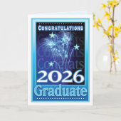 2026 Afstuderen Gefeliciteerd Fireworks Stars Kaart (Gele Bloem)