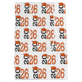 2026 Afstuderen Oranje en Zwart Medium Cadeauzakje (Achterkant)