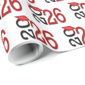 2026 Afstuderen Rood en Zwart Op Wit Cadeaupapier (Rol Hoek)