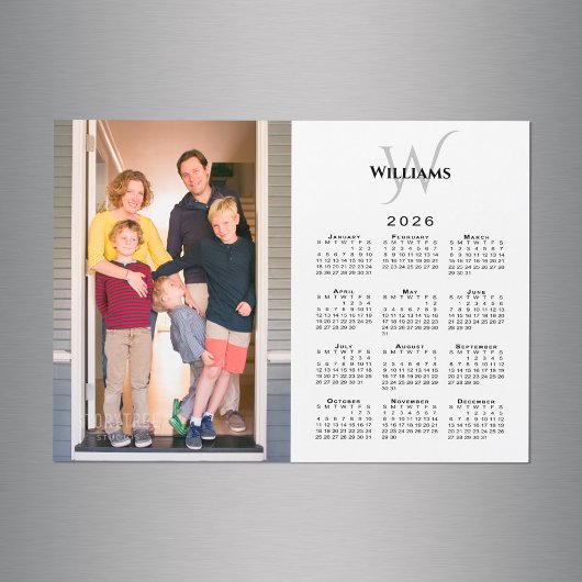 2026 Agenda aangepaste foto monogram naam magneet