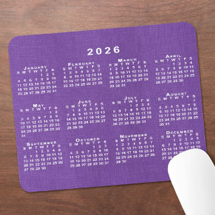 2026 Agenda Aangepaste Foto Paarse Linnen Textuur Muismat