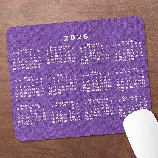 2026 Agenda Aangepaste Foto Paarse Linnen Textuur Muismat