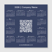 2026 Agenda Aangepaste Zakelijke QR Code Navy Magn (Voorkant)