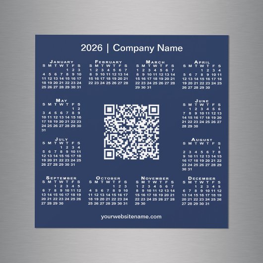2026 Agenda Aangepaste Zakelijke QR Code Navy Magn