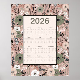 2026 Agenda Bloemmotief Poster