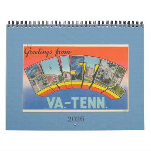 2026 Agenda  Bristol VA TN Vintage ansichtkaart Kalender