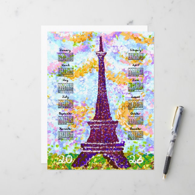 2026 Agenda Eiffeltoren Pointillisme Landschap (Voorkant / Achterkant in situ)