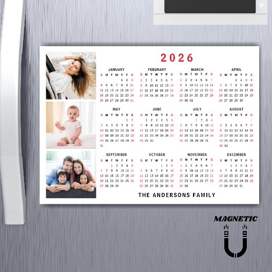 2026 Agenda Foto Collage Magneet met Eigen Naam