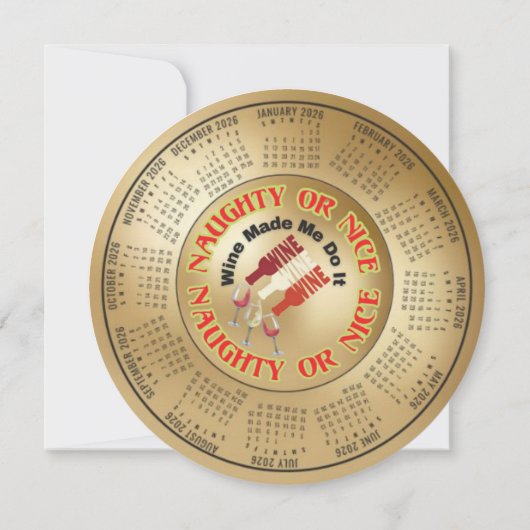 2026 Agenda Grappige Wijn Heeft Me Daartoe Gedreve Feestdagenkaart (Achterkant)