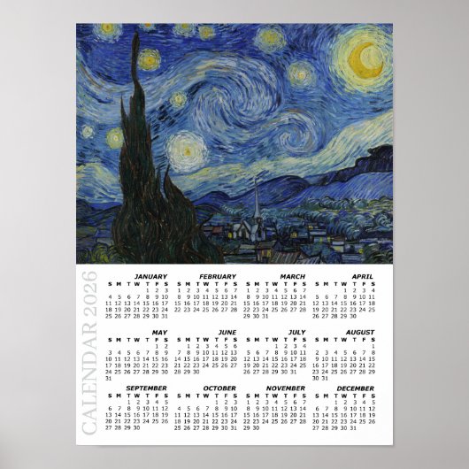 2026 Agenda, Groot, Sterrennacht / Van Gogh Poster (Voorkant)