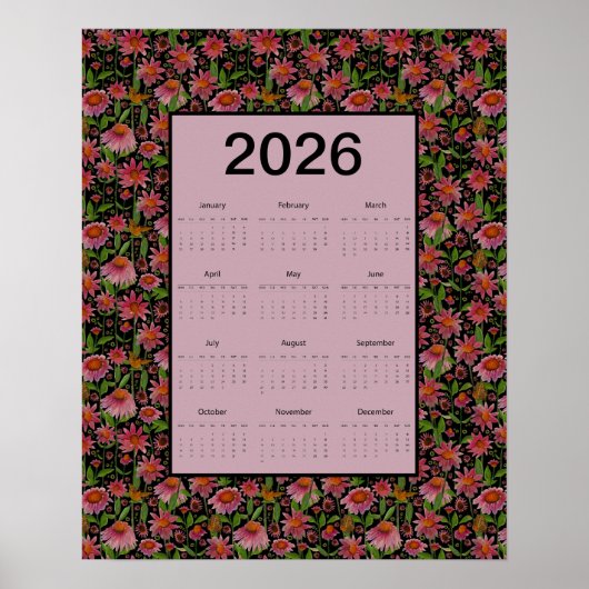 2026 Agenda Hele Jaar Cone Bloemen Poster (Voorkant)