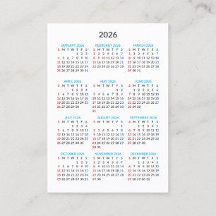 2026 Agenda Kaart: Zondag Start Visitekaartje