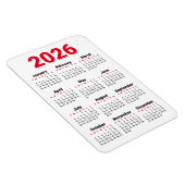 2026 Agenda Magneet | Rood Zwart Grijs Wit (Rechterzijde)