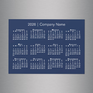 2026 Agenda met bedrijfsnaam Navy Blue magneet