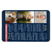 2026 Agenda Navy Koraal Goud Familie Foto Collage Magneet (Horizontaal)