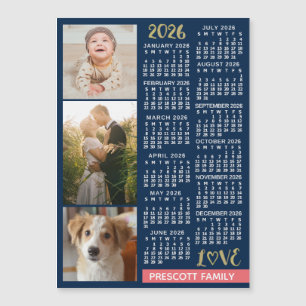 2026 Agenda Navy Koraal Goud Foto Collage Magneet