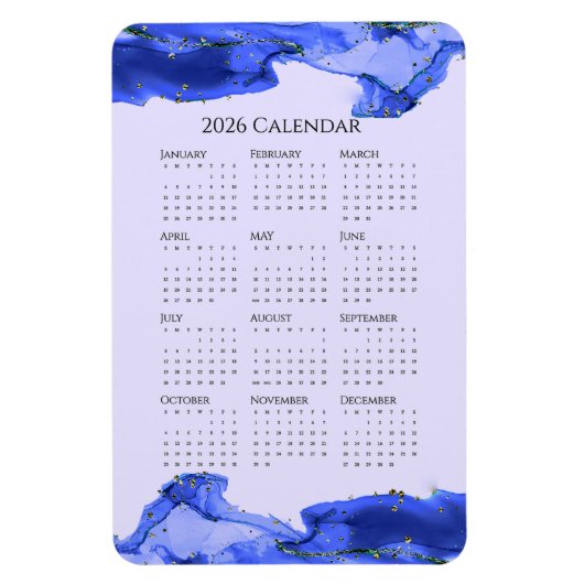 2026 Agenda Oceaan Blauwe Marmeren Golven Magneet (Verticaal)