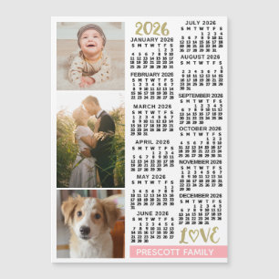 2026 Agenda Roze Goud Aangepaste Foto's Magneet