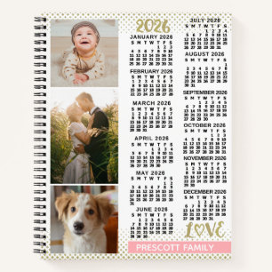 2026 Agenda Roze Goud Familie Foto Collage