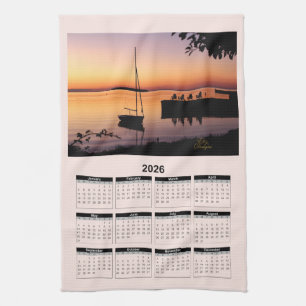 2026 Agenda van een Zonsondergang op het Meer met Theedoek