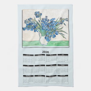 2026 Agenda van Van Gogh Blauwe Bloemen in Vaas Theedoek