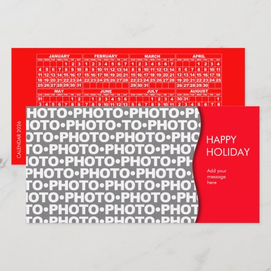 2026 Agenda Voeg 1 Foto Rode Kaart toe (Voorkant / Achterkant)