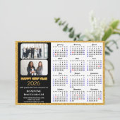 2026 Agenda Zakelijk 2 Foto Modern Zwart Goud Feestdagenkaart (Staand voorkant)