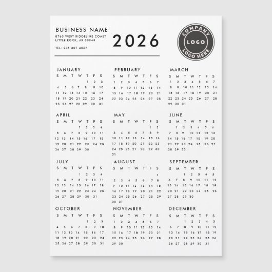 2026 Agenda Zakelijk Logo Aangepaste Magneet (Voorkant)