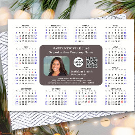 2026 Agenda Zakelijk Logo QR Modern Zwart Eenvoudi Feestdagenkaart