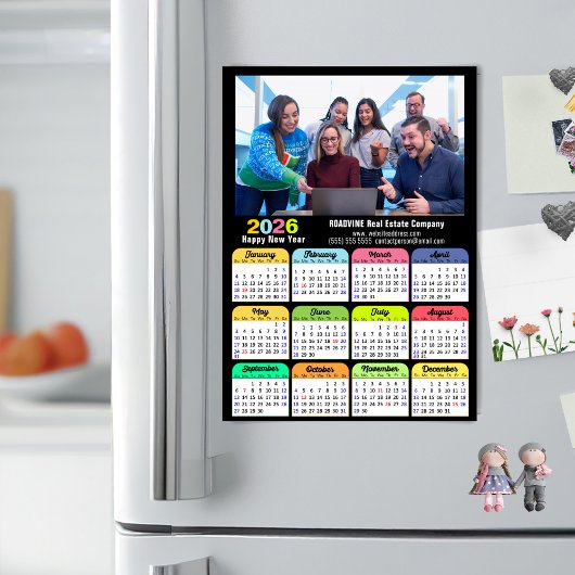 2026 Agenda Zakelijke foto Moderne Zwarte Magnetis