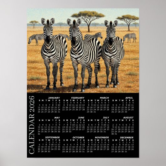 2026 Agenda, Zebra's, Afrikaanse Safari, Afrika Poster (Voorkant)