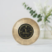 2026 Agenda Zwart en Goud Nieuwjaars Klok Feestdagenkaart (Staand voorkant)