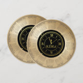 2026 Agenda Zwart en Goud Nieuwjaars Klok Feestdagenkaart (Voorkant / Achterkant)