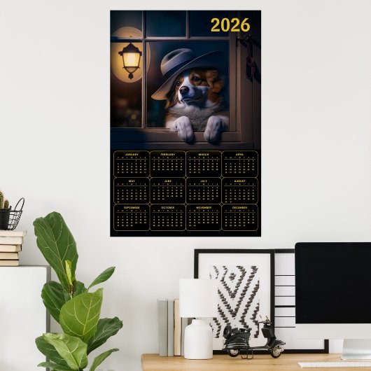 2026 AI‑Generated Australian Shepherd Calendar  Poster (Thuiskantoor)