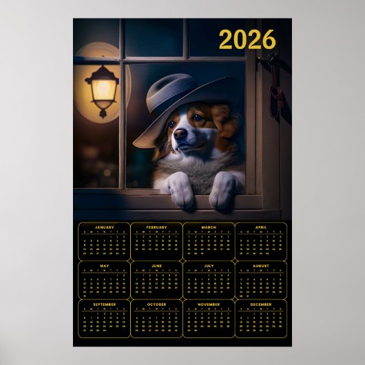 2026 AI‑Generated Australian Shepherd Calendar Poster (Voorkant)