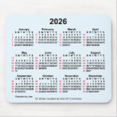 2026 Alice Blue 52 weken ISO-kalender van Janz Muismat (Voorkant)