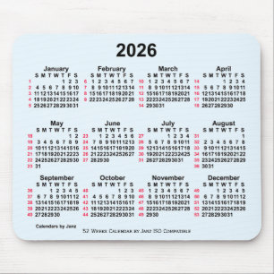 2026 Alice Blue 52 weken ISO-kalender van Janz Muismat