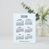 2026 Alice Blue 6 Maanden Mini Kalender door Janz Briefkaart (Staand voorkant)