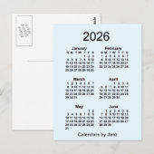 2026 Alice Blue 6 Month Mini Calendar van Janz Briefkaart (Voorkant / Achterkant)