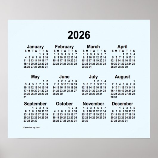 2026 Alice Blue Calendar van Janz Print (Voorkant)