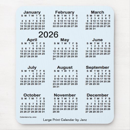 2026 Alice Blue Large Print Calendar van Janz Muismat (Voorkant)