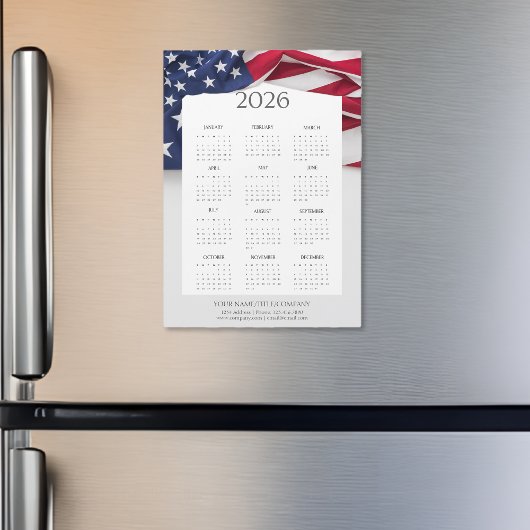 2026 American Flag Patriotic Mini Calendar Magnet