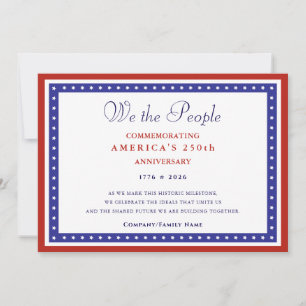 2026 Amerika 250 Formeel Patriottische Amerikaanse Feestdagenkaart