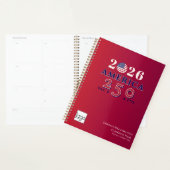 2026 Amerika 250 Rode Herdenkingslogo & QR-code Planner (Display)