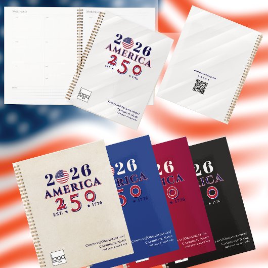 2026 Amerika 250 Rode Herdenkingslogo & QR-code Planner
