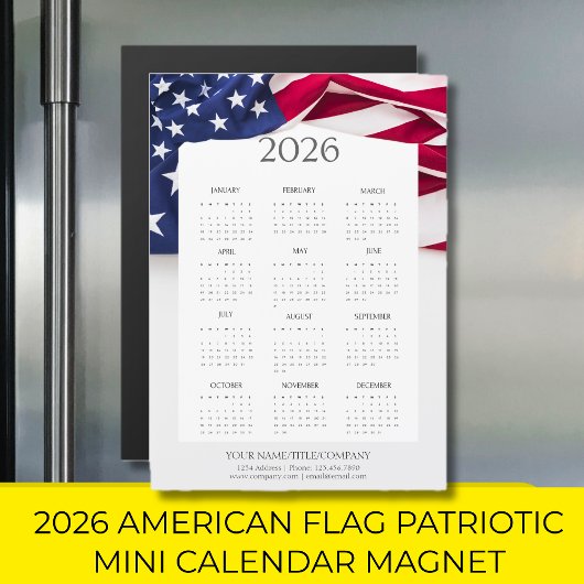 2026 Amerikaanse Vlag Patriottische Mini Kalender 